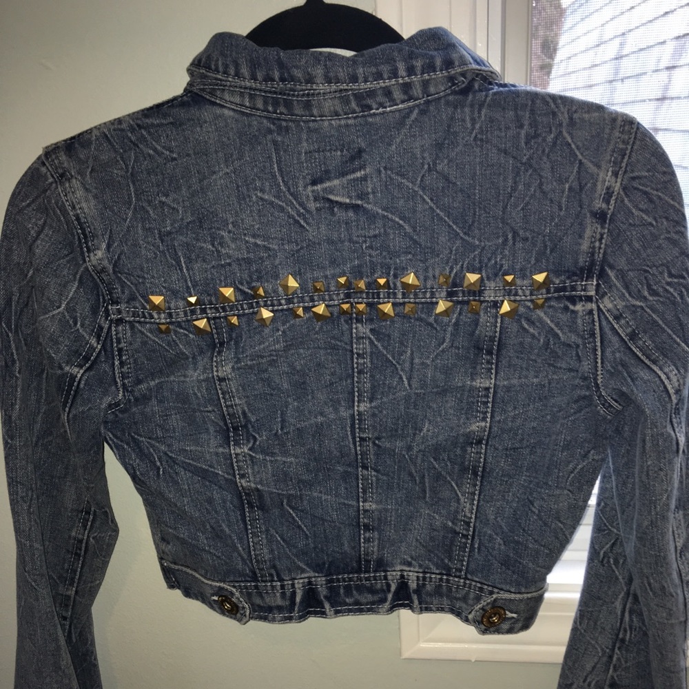Cropped Studded Jean Jacket